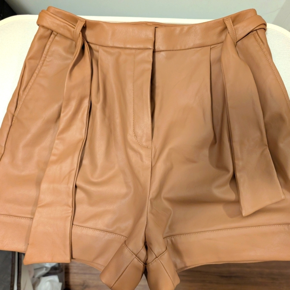 Express Super High Waisted Faux Leather Shorts